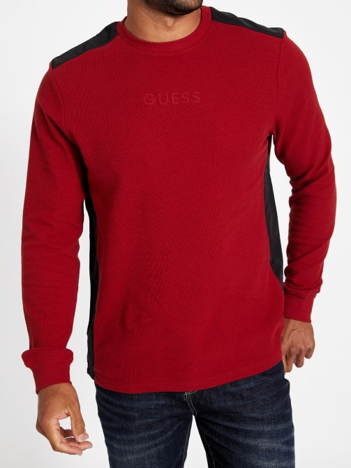 تيشيرت أحمر نوير بأكمام طويلة Guess Nabry
