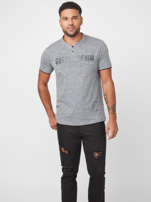 Edgar Marled Henley Tee Guess متوسط ​​الفحم هيذر
