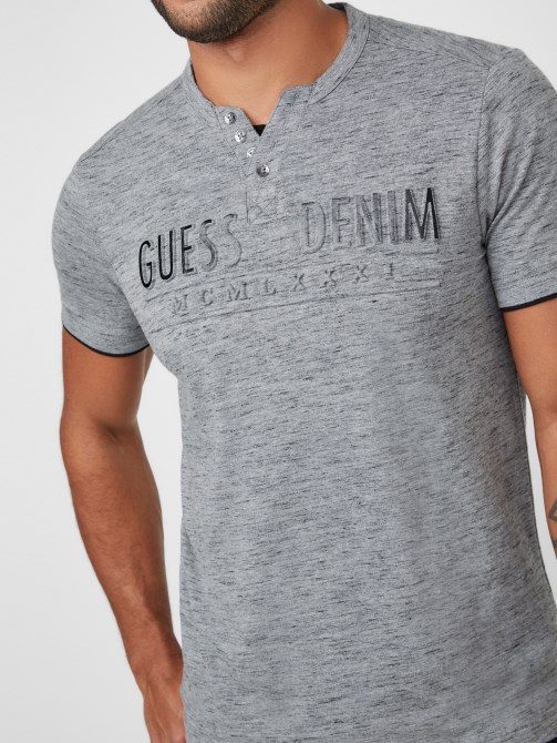 Edgar Marled Henley Tee Guess متوسط ​​الفحم هيذر