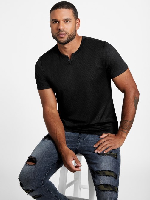 Guess جاكار تي شيرت أسود نفاث