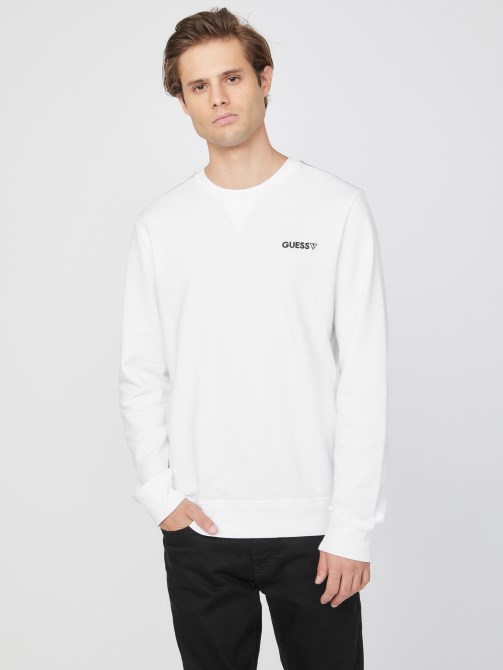Guess Eco كم طويل تي شيرت أبيض نقي