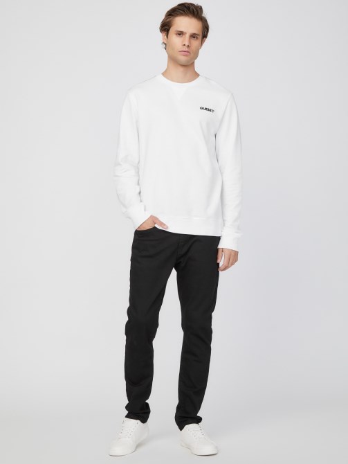 Guess Eco كم طويل تي شيرت أبيض نقي