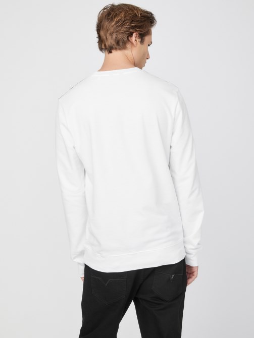 Guess Eco كم طويل تي شيرت أبيض نقي
