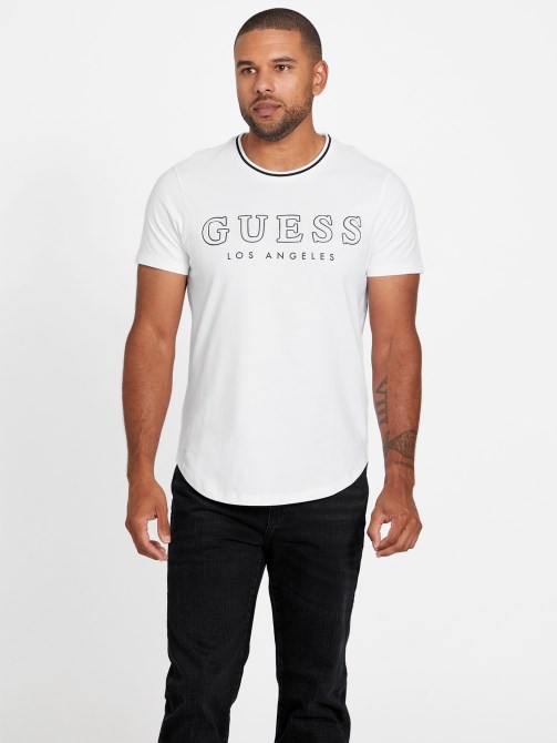 تي شيرت Zade Longline Crewneck Tee Pure White Guess