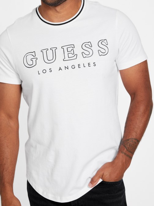 تي شيرت Zade Longline Crewneck Tee Pure White Guess