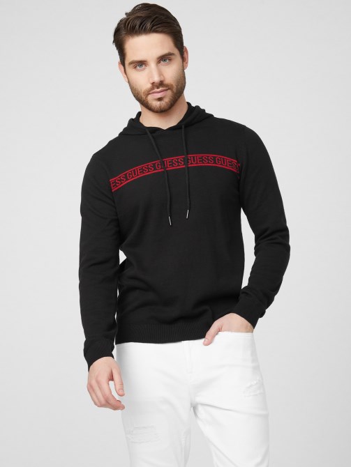 كنزة بغطاء للرأس من Guess بشعار توبياس باللون الأسود