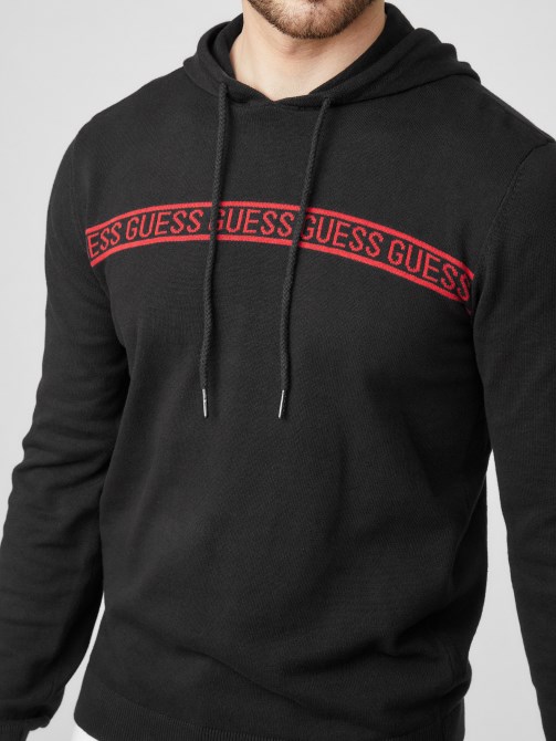 كنزة بغطاء للرأس من Guess بشعار توبياس باللون الأسود