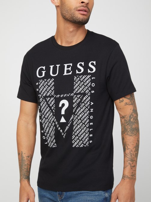 جت أسود تي شيرت Guess Kwes بشعار