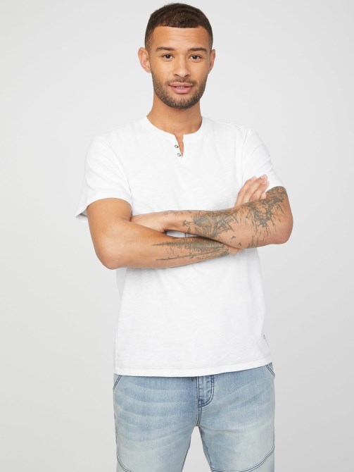 Guess Eco Ricky Split Tee أبيض نقي