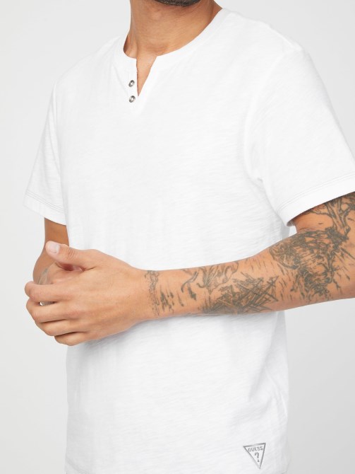 Guess Eco Ricky Split Tee أبيض نقي