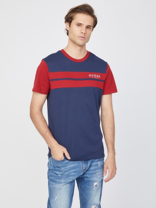 تي شيرت بشعار Guess Thom بلون أزرق داكن
