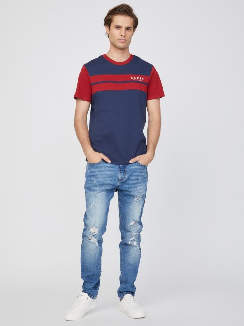 تي شيرت بشعار Guess Thom بلون أزرق داكن