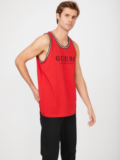 نيكولز مطرز بشعار تانك الرجبي الأحمر Guess