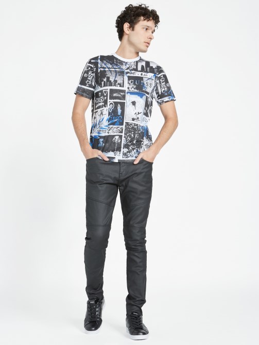 أبيض نقي متعدد التخمين Ronan Collage Crewneck Tee