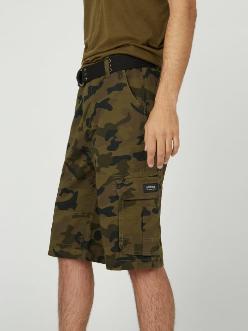 Camo Green Karl Camo Cargo Shorts Guess