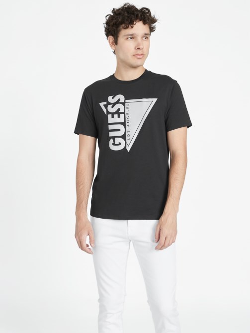 تي شيرت بأكمام طويلة وشعار جاسو Guess ذو فتحة رقبة مستديرة