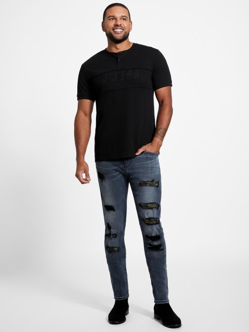 Eco Otis Henley Tee Guess Jet Black