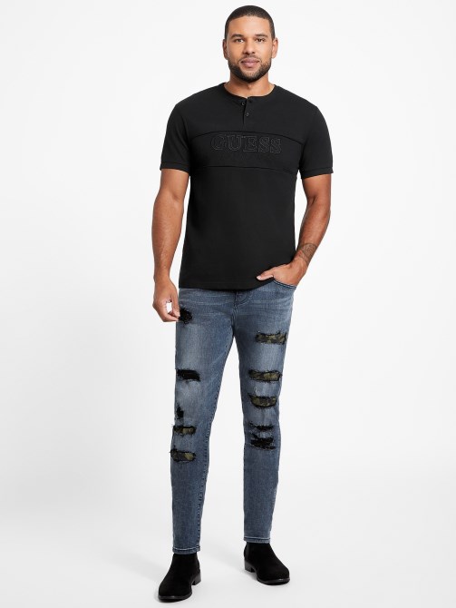 Eco Otis Henley Tee Guess Jet Black