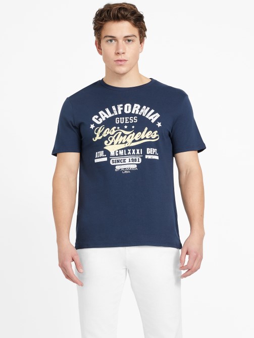 أسود اللون الأزرق Guess Eco Varto Crewneck Tee