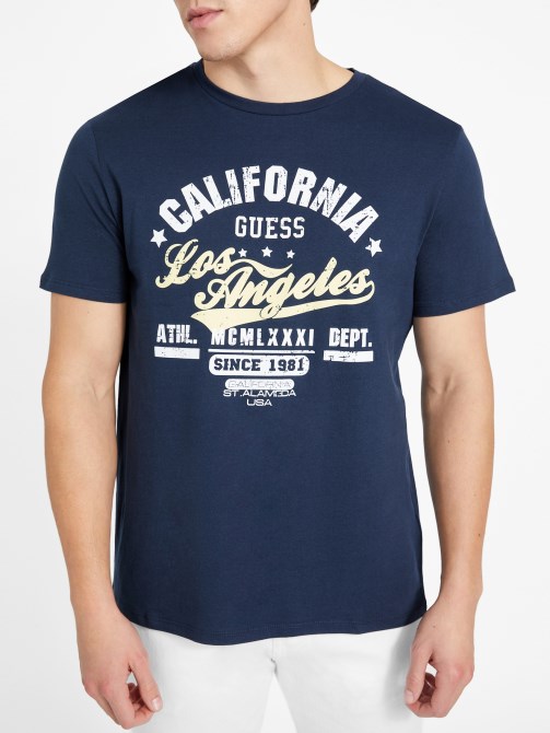 أسود اللون الأزرق Guess Eco Varto Crewneck Tee