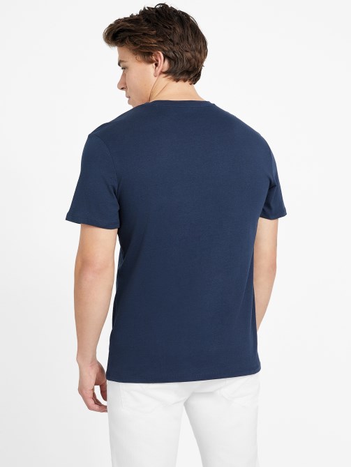 أسود اللون الأزرق Guess Eco Varto Crewneck Tee