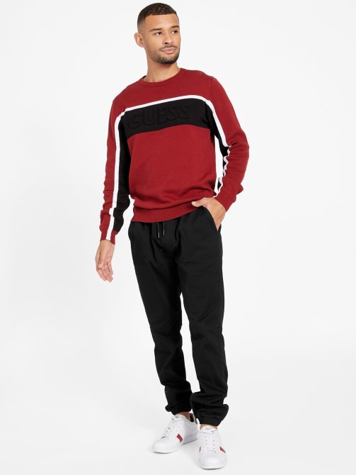 Guess Rowe Color-block Sweater أحمر نوير