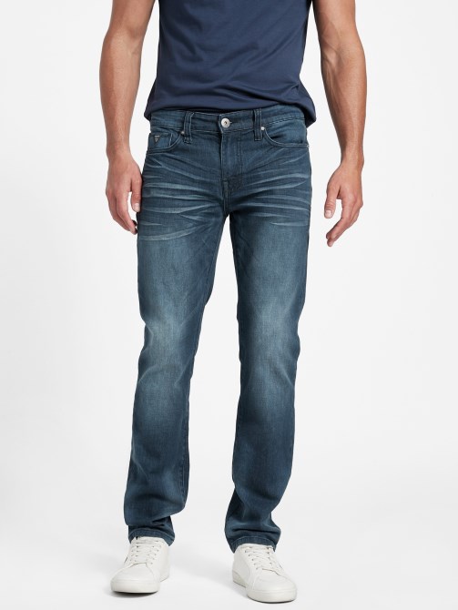 جينز دلمار مستقيم ضيق طبيعي داكن اللون Guess