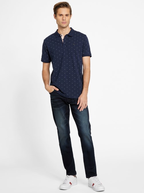 Eco Dev Geometric Polo Shirt Guess Blackened Blue