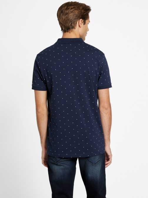 Eco Dev Geometric Polo Shirt Guess Blackened Blue