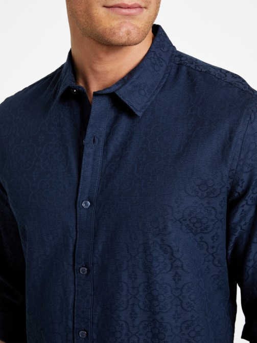 تخمين قميص Busio Jacquard الأزرق الداكن
