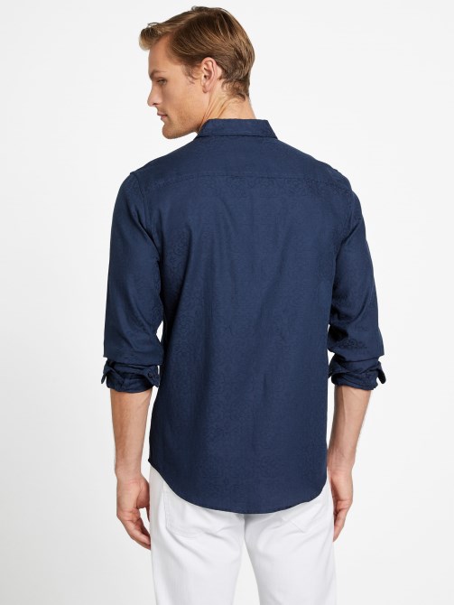 تخمين قميص Busio Jacquard الأزرق الداكن