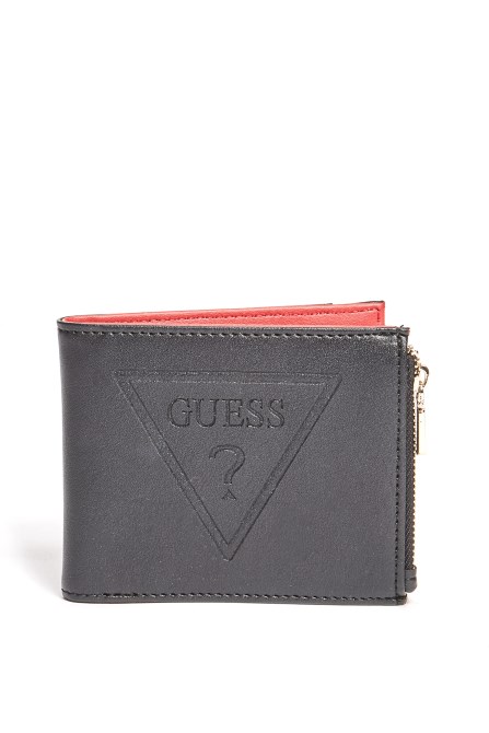 محفظة بشعار منقوش باللون الأسود Guess