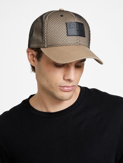 قبعة مزينة بشعار أخرى Guess باللون الكاكي