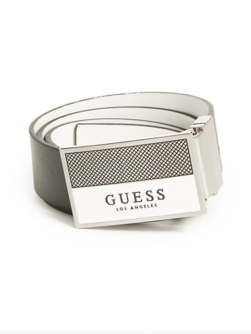 أبيض - حزام لوحة المينا شعار Guess