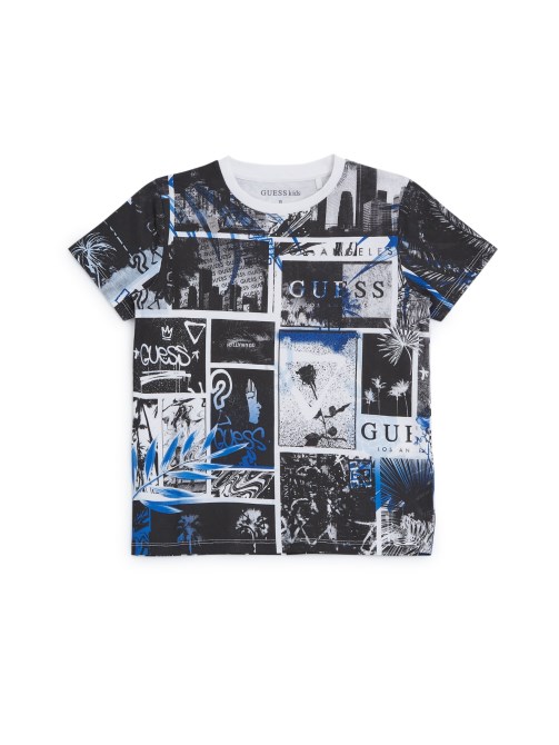 تيشيرت Guess Ronan Collage (7-16) أبيض نقي متعدد
