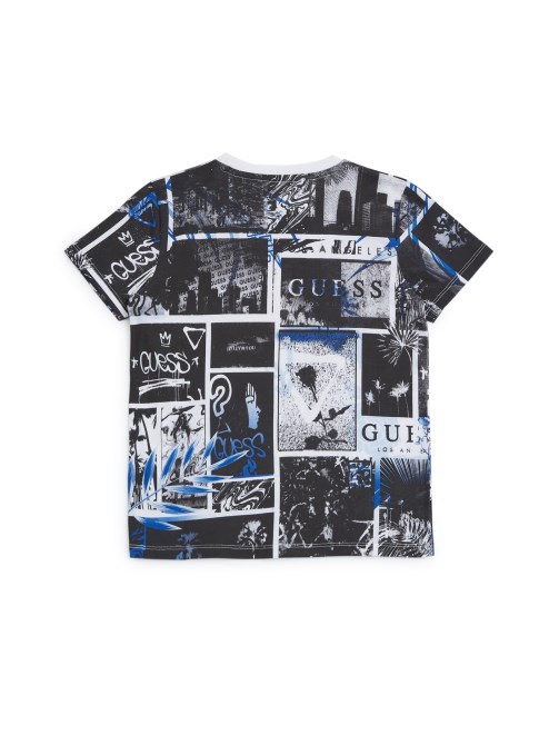 تيشيرت Guess Ronan Collage (7-16) أبيض نقي متعدد
