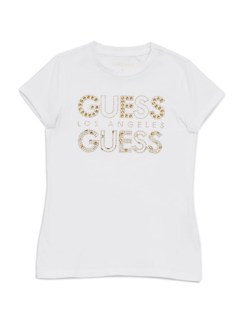 تي شيرت أبيض نقي بشعار Guess Kambrie بأحجار الراين (7-14)