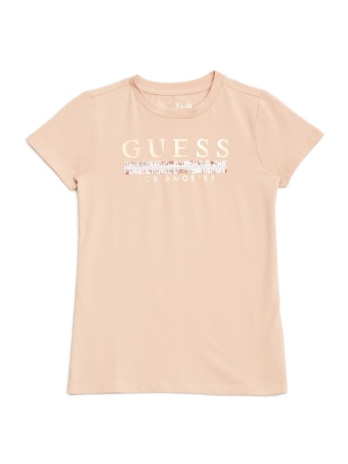 تي شيرت ترتر إسترليني لامع وردي (7-14) Guess