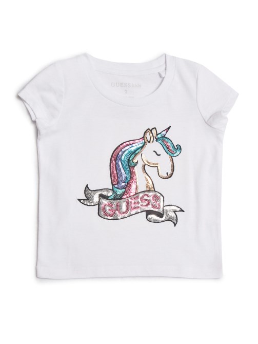 Jenni Unicorn Tee (2-6) Guess صحيح أبيض