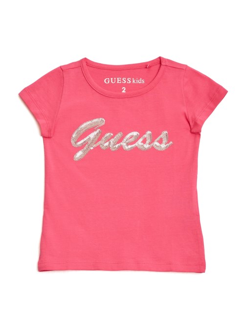 تيشيرت ماليكا كبير الحجم من Guess باللون الوردي (7-16)