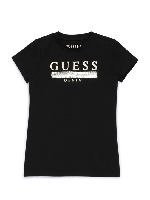 تي شيرت أسود لامع بالترتر (2-6) Guess