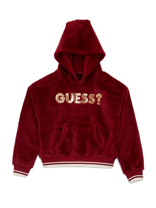 هودي روبي القطيفة بشعار (7-14) أحمر Guess