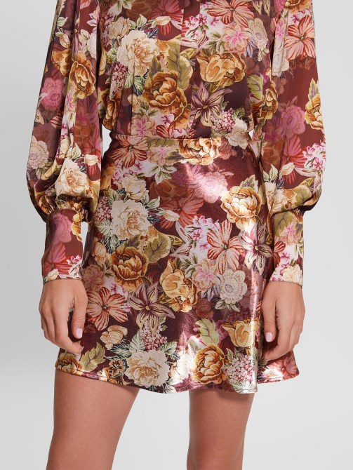 Eco Taryn Satin Skirt Guess Digital Tapestry Print Ma