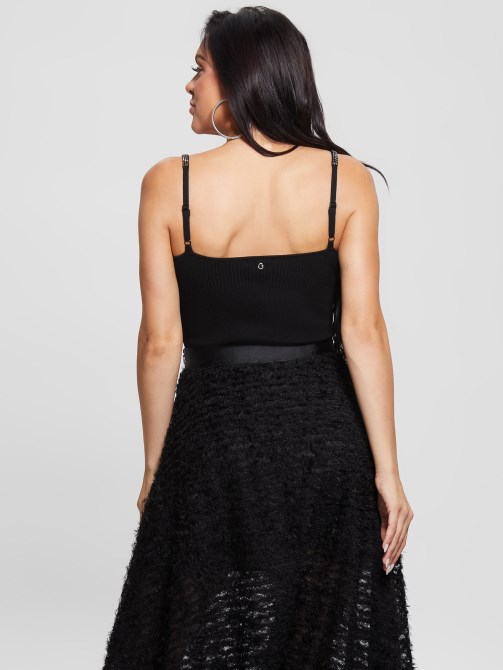 Eco Nevia Rhinestone Bodysuit Guess جيت الأسود