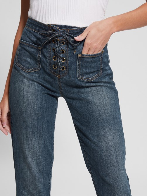 Guess Lailms بنطلون جينز هارلو برباط علوي