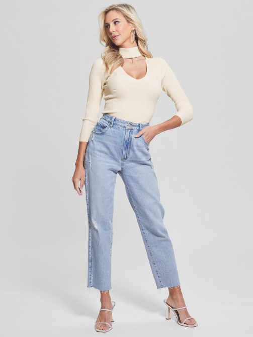 سترة Lea Cutout الترتر Guess كريم أبيض متعدد