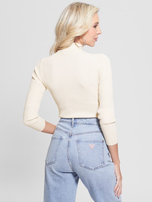 سترة Lea Cutout الترتر Guess كريم أبيض متعدد