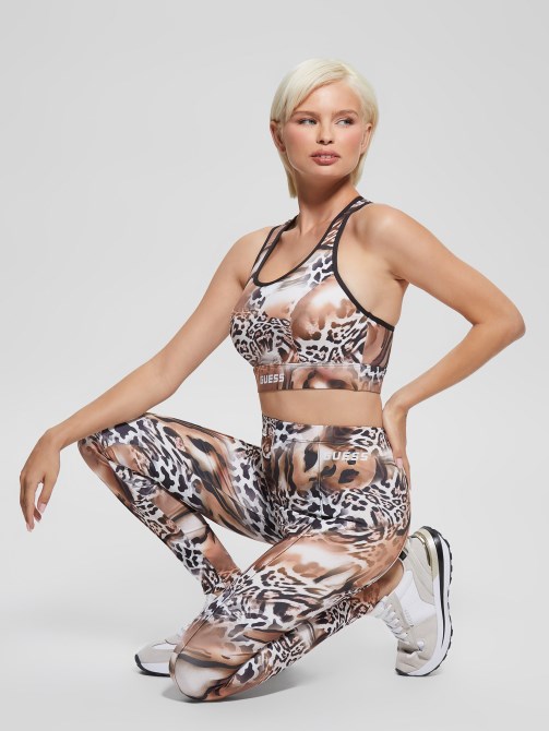 طباعة ليوبارد سائل Guess Eco Adrianna Animalier Leggings