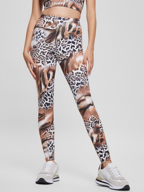طباعة ليوبارد سائل Guess Eco Adrianna Animalier Leggings