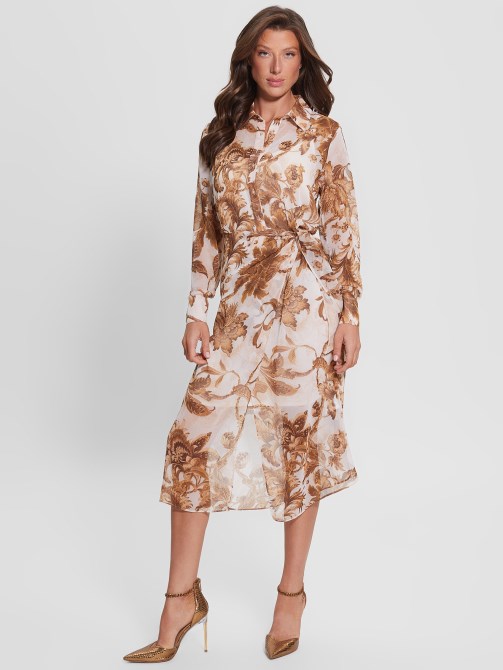 فستان بطبعة زهور من البورسلين بطبعة Br Guess Eco Lama